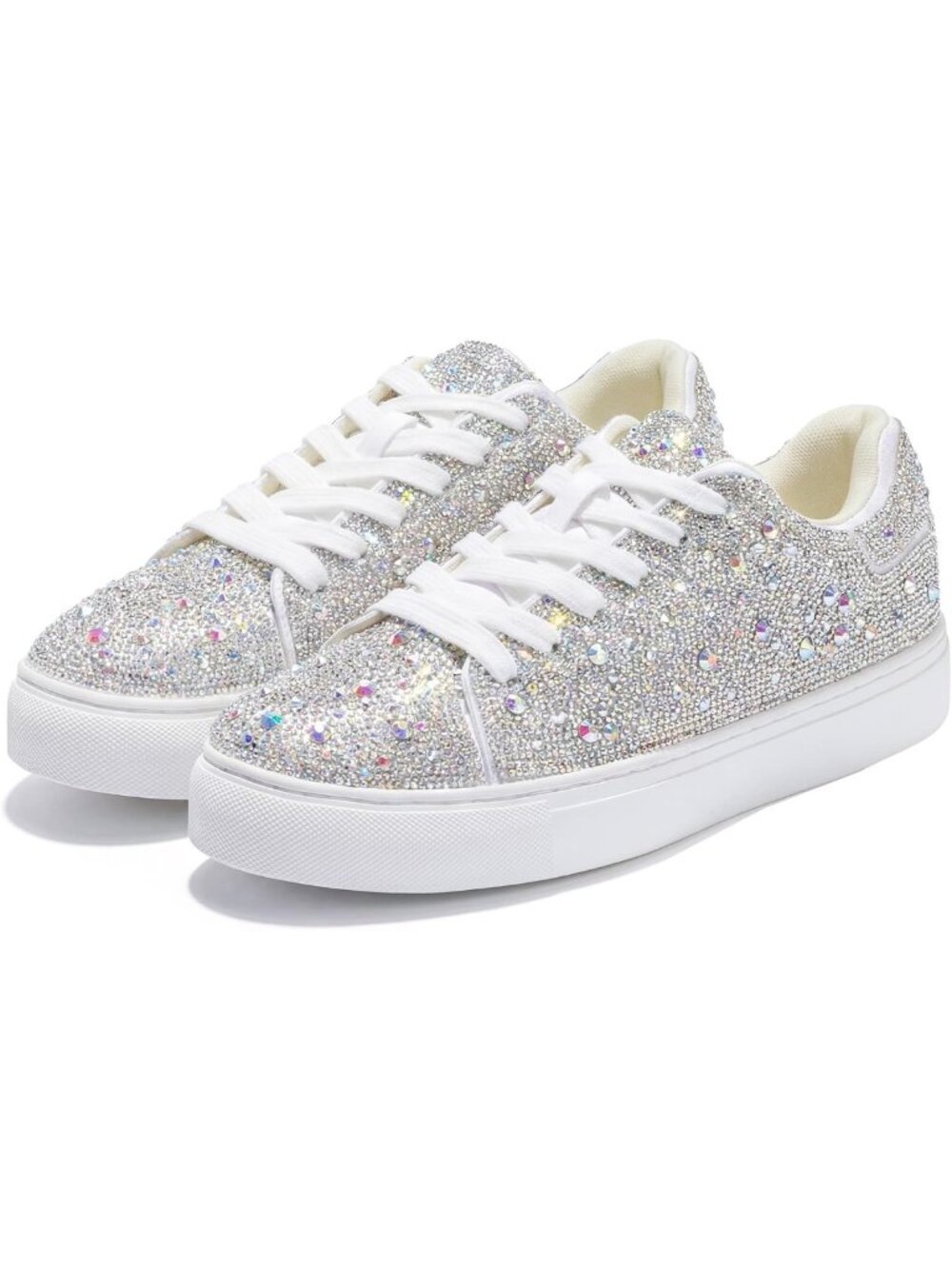 Sparkly Rhinestone Platform Sneakers for Women - Bling Glitter Tennis Shoes for